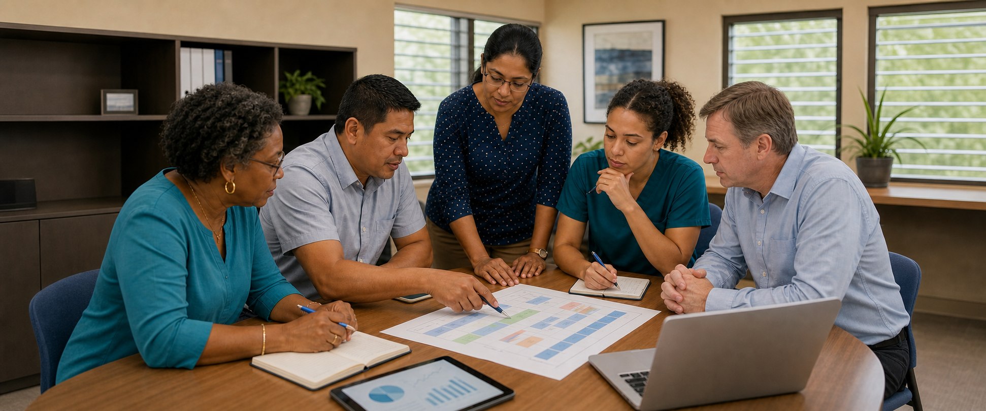 Health-sciences faculty planning assessments and programme delivery together.